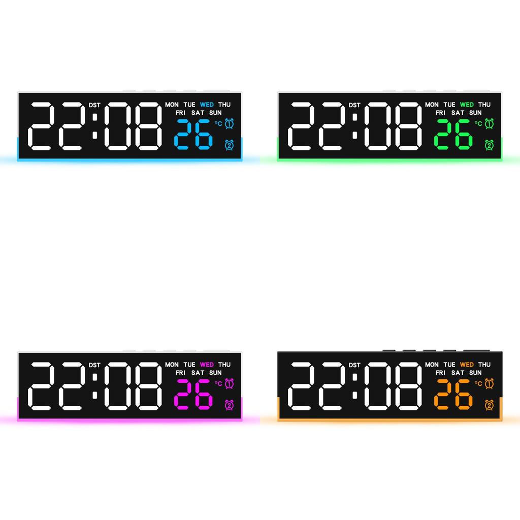 Digital Led Alarm Clock With Date Temperature Calendar Night Light For Bedroom Decor