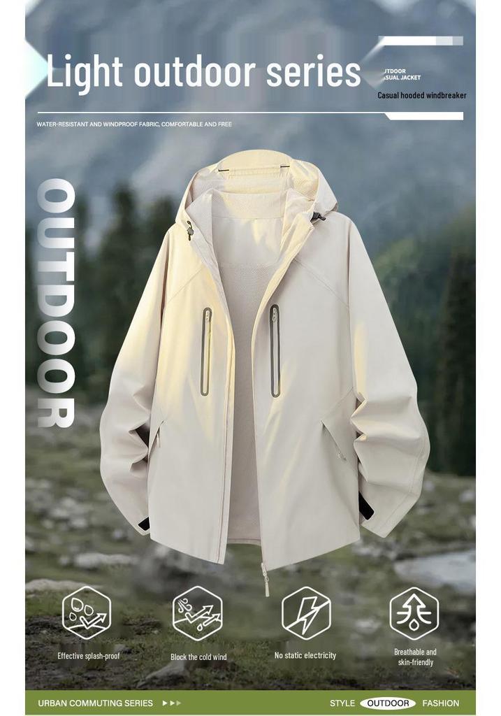Durable Unisex Outdoor Workwear Jacket: Windproof & Waterproof Hooded Top for Spring & Autumn