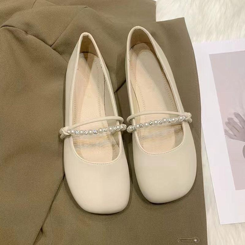 Flat Single Shoes Women's 2025 New Late Evening Breeze Gentle Shoes French Mary Jane Women's Shoes with Skirts Versatile Doudou Shoes
