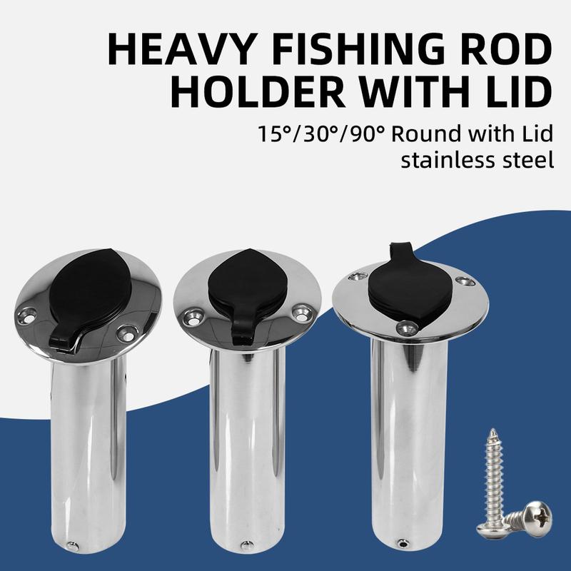 Stainless Steel Boat Fishing Rod Holder Round 15/30/90 Degree with PVC cover Marine Accessories Rod Holder With Cap And ert