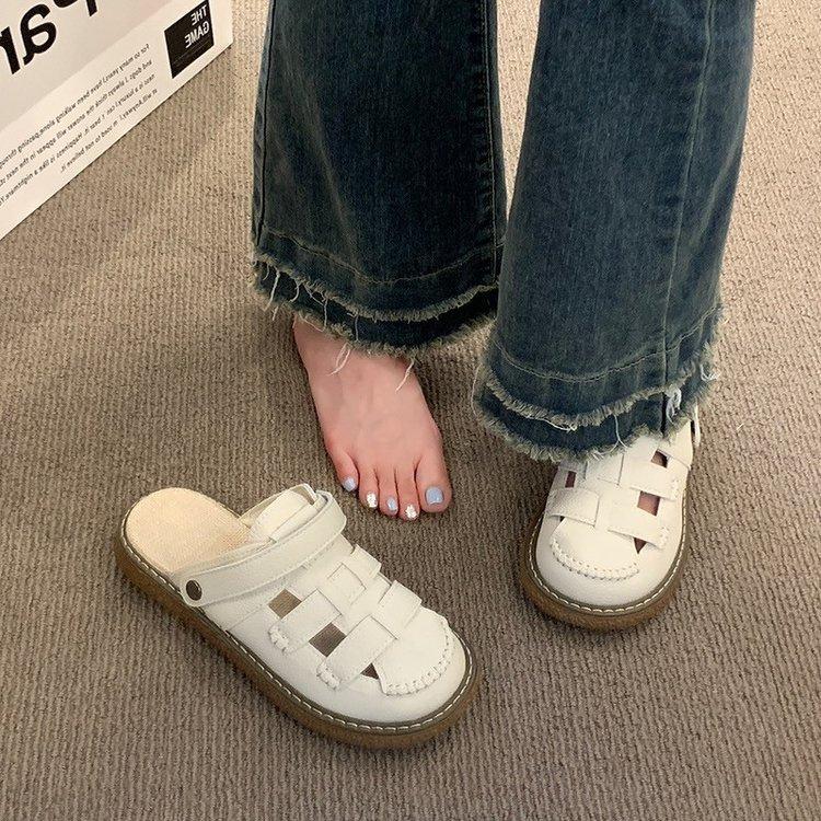 Two Wear Hollowed-out Bag Head Sandals, Summer New Hole-hole Casual Roman Shoes, Thick-soled Half-slippers, Outer Wear