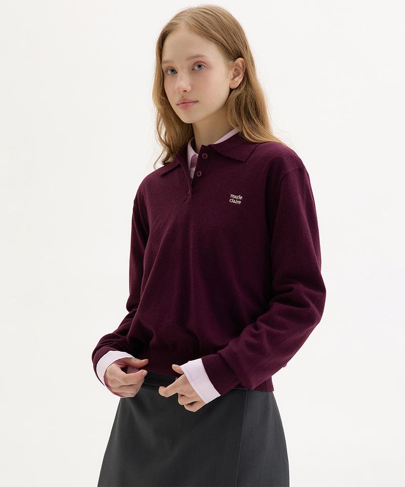 MARIE CLAIRE Basic Logo Wool Collar Knit (Magckn02Mbd)