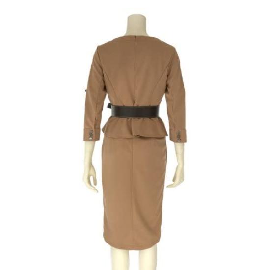 GRAXIA Cabaret Midi Peplum Perfect for Hostess and Size XL Dress, Dress, High-Waisted Dress, Hostesses, Clubs, Lounges, 5/8 Sleeves, Décolleté,