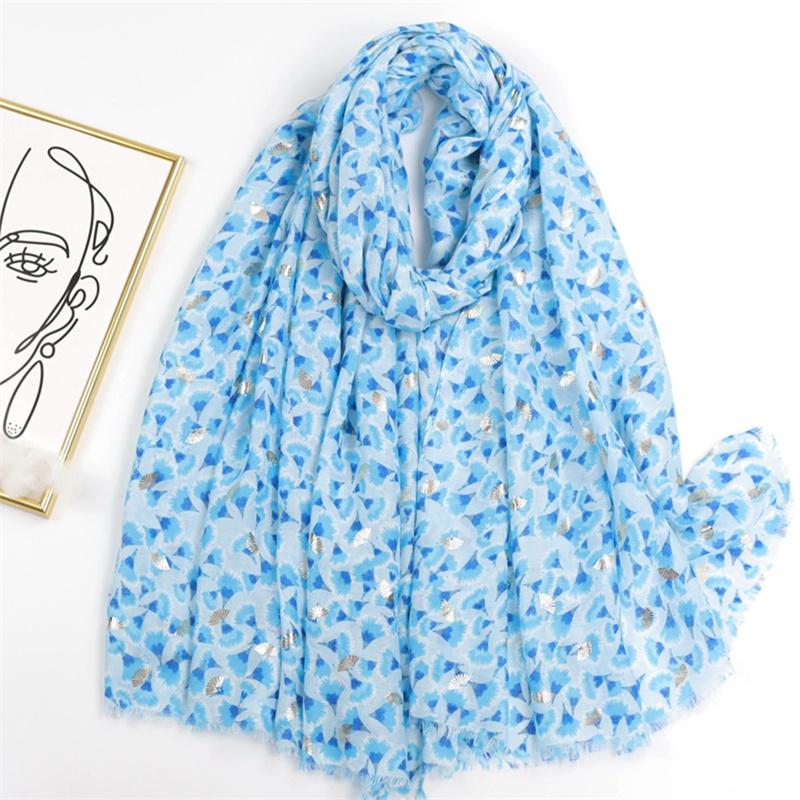 Moda  Espanha Jardim Brilho Floral Franja Viscose Lenço Cachecol Estampa Macio Pashmina Hijabs E Xales Lenços Muçulmano Lenço