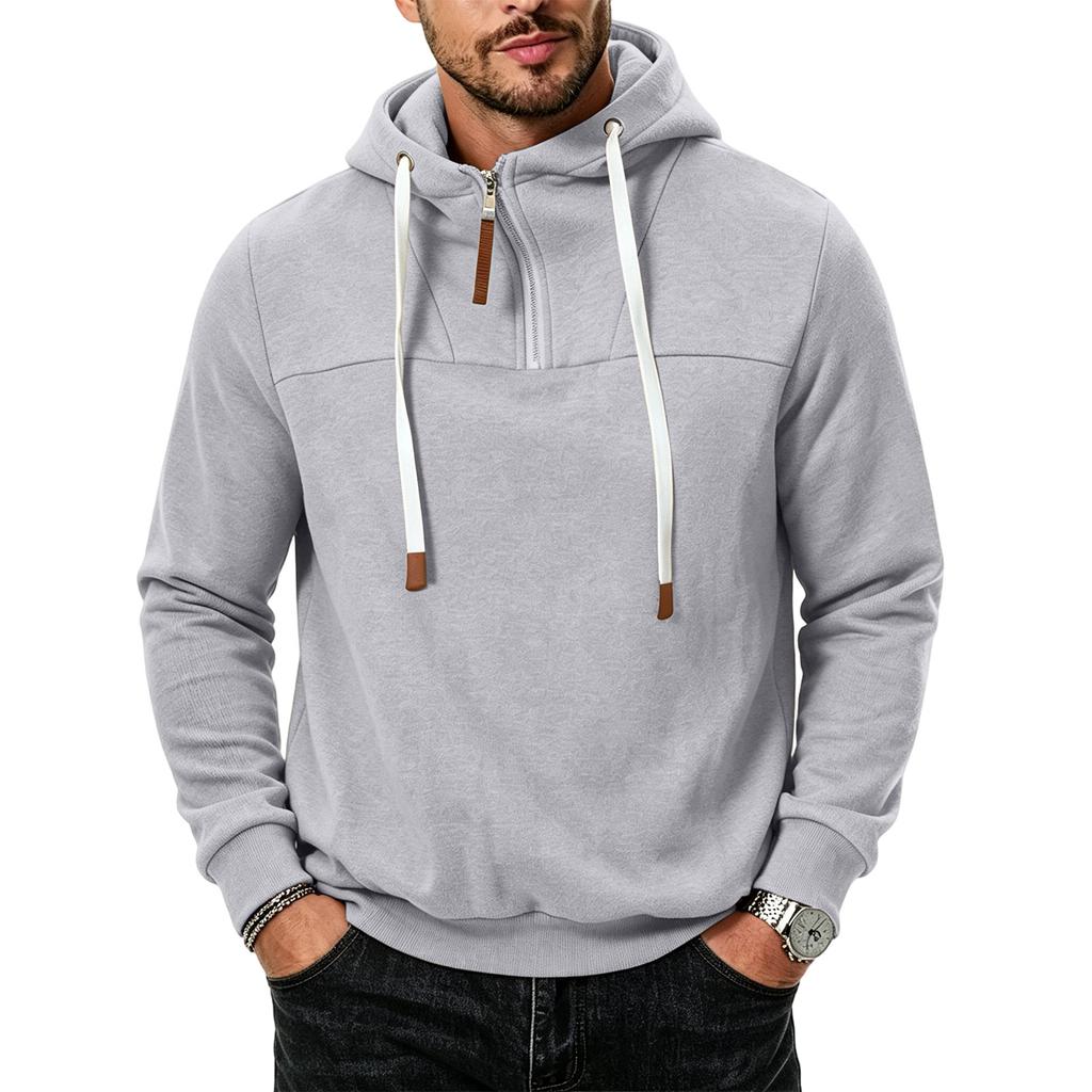 Men's Half Zip Pullover Hoodie Lined Casual Loose Fit Sweatshirt