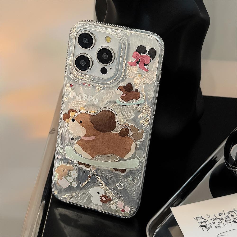 Fun Ins Skateboard Puppy Holder Mobile Phone Case for Apple 17pro Max for IPhone13 Hard 16 Cute Pet 14