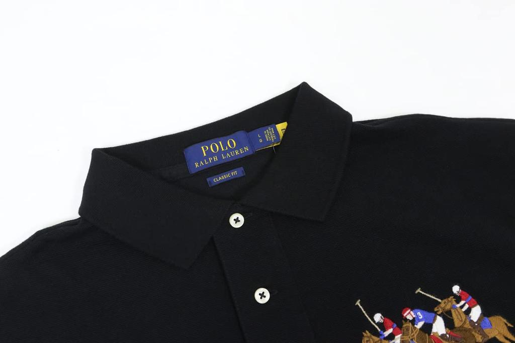 Polo Ralph Lauren Long Sleeve Classic Fit Pique Match Pony Polo Size Men's Shirt, 0105899-L-BLACK [Used]