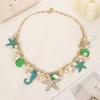 Gold Color Chain Ocean Theme Necklace Shell Women Necklace Seahorse Starfish Pendant  Gift Party