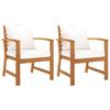 vidaXL Garden Chairs Set of 2 and Cream Cushion Solid Acacia Wood