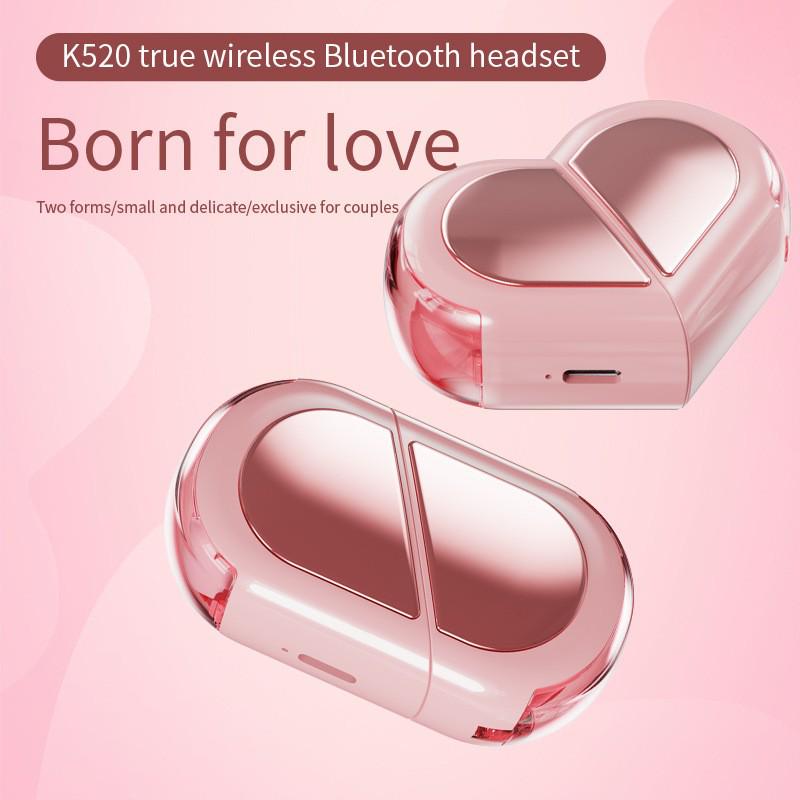 Heart-Shaped K520 Rotatable Bluetooth 5.4 TWS Headset - Deformable Dual Model