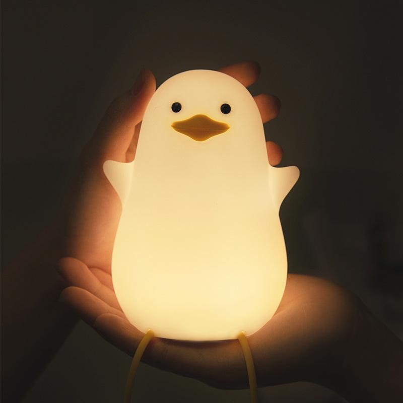 Cute Animal Silicone Lamp Duck Night Light For Kids Touch Control Dimmable Usb Rechargeable Bedside Bedroom Decor Birthday Gifts