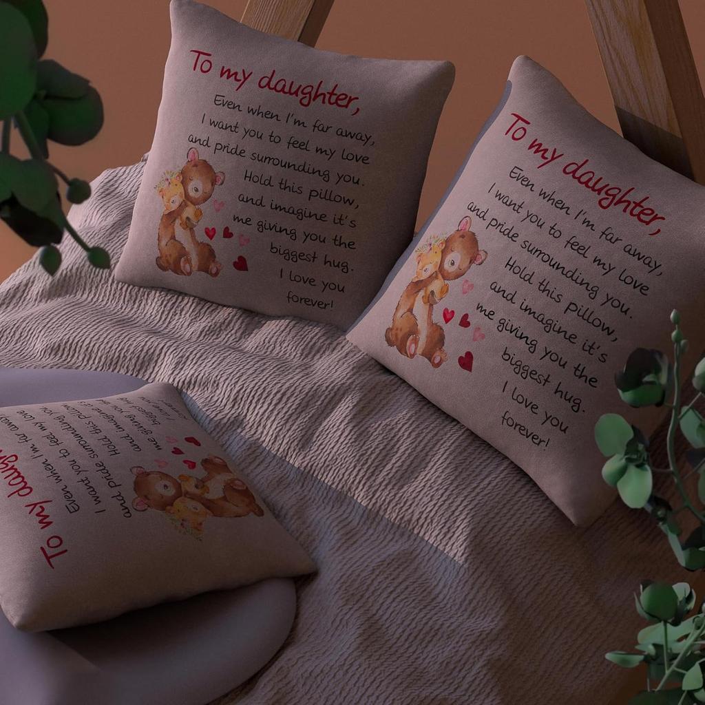 Daughter Gifts from Mom18x18 Throw Pillow Cover - Best Daughter Ever from Mom & Dad, Birthday Gifts for Daughters, to My Beloved, Decorative Pillow
