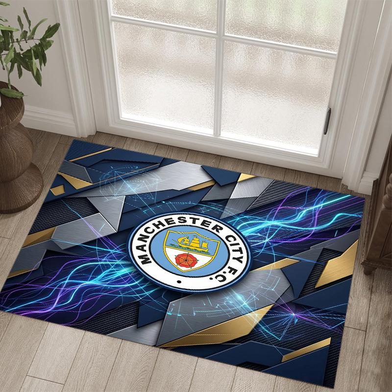 Manchester City Design Crystal Velvet Carpet Cozy Non?Slip Printed Rug For Bedroom Living Room Entrance