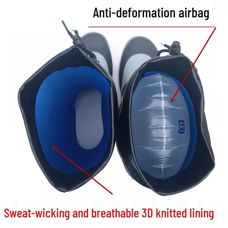 Vyriški neslystantys aukštakulniai vandeniui atsparūs guminiai lietaus batai su plieniniais padais - kvėpuojantys, madingi žvejybai