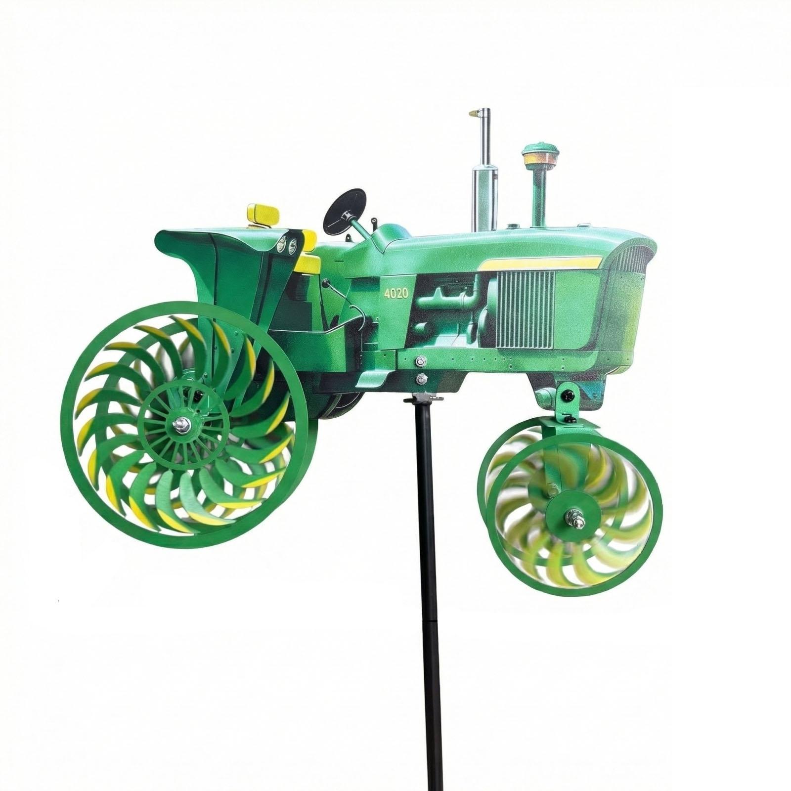 

Garden Wind , Green Tractor Windmill Stake With Rotating Wheels For Patio Yard Garden, Unique Outdoor Sculptures Ornament Gift For Friends Family One Size