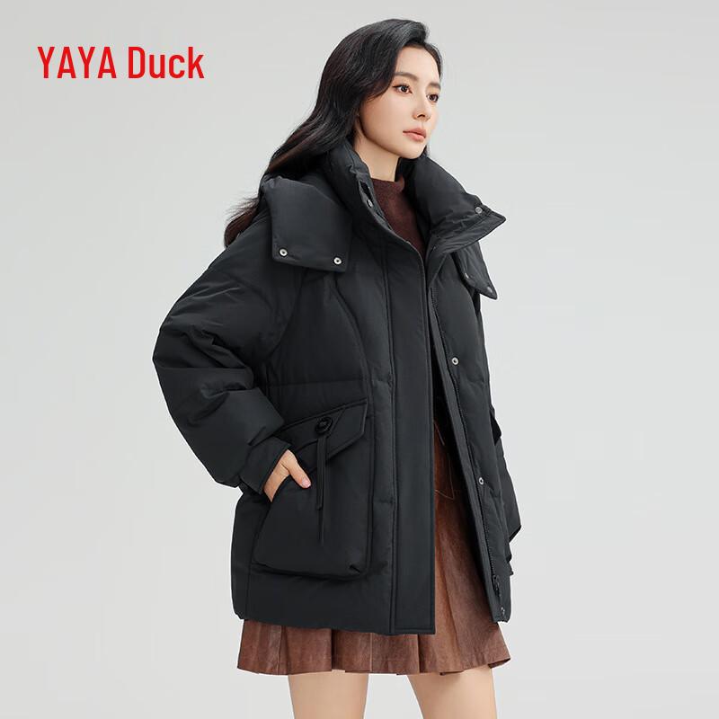 YAYA 2024 Women's Macaron Short Hooded Down Jacket