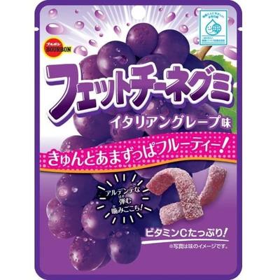 Bourbon Fettuccine Gummi Italienischer Traubengeschmack 50g Ein fruchtiger, süß-saurer Geschmack!Ein fruchtig-süßer und ein fruchtig-süß-saurer Geschmack!