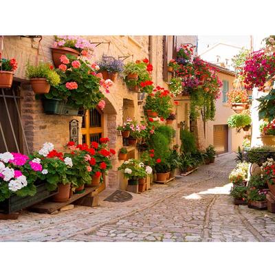 Pintura de diamante 5D, paisaje de ciudad, punto de cruz, bordado de diamantes redondos completos, cuadro de mosaico de diamantes de imitación de flores, decoración del hogar, venta
