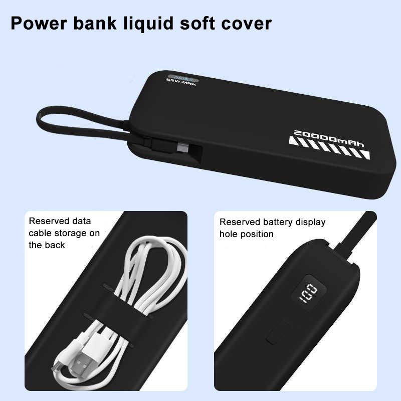 Shockproof Silicone Case For CUKTECH CP25 20000mah 55W Power Bank Dustproof Protective Power Bank Case Built-In Cable Storage
