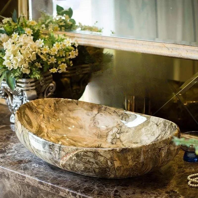 

European Countertop Basin Sinks Washbasin Ceramic Bathroom Washbasins Hotel Art Basin Home Balcony Small Washing Sink