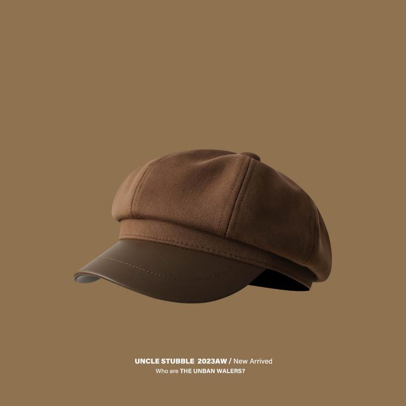Autumn and Winter Woolen Octagonal Hat Female Face Little Girl Literary Newsboy Hat Tide Advanced Sense