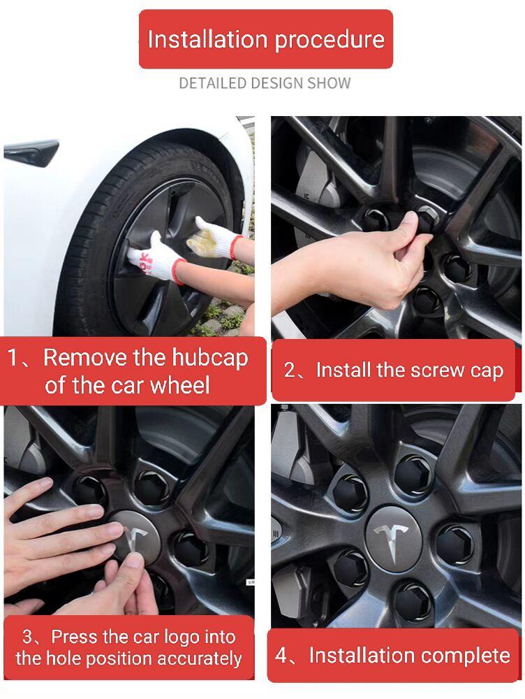 4PCS 25PCS 56mm for Tesla Model 3 Y S/X new Model Y Juniper Car Wheel Center Hub Decorative Caps Badge Lug Nut Protective Cover