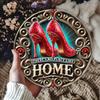 Sparkling Red High Heels Iron Wall Art Sign, No Place Like Home" Quote,  Home Decor,  Gift for Women,  Garden Decoration