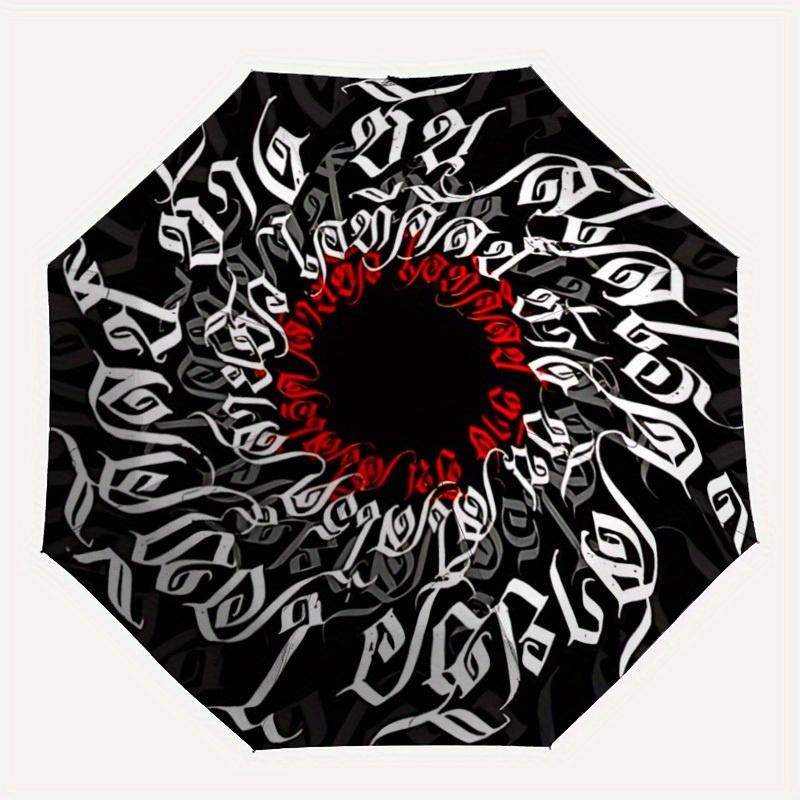 

1pc Gothic Calligraphy Automatic Opening/closing Umbrella with Auto Open/Close, Windproof, Foldable Sunshade yy250811198