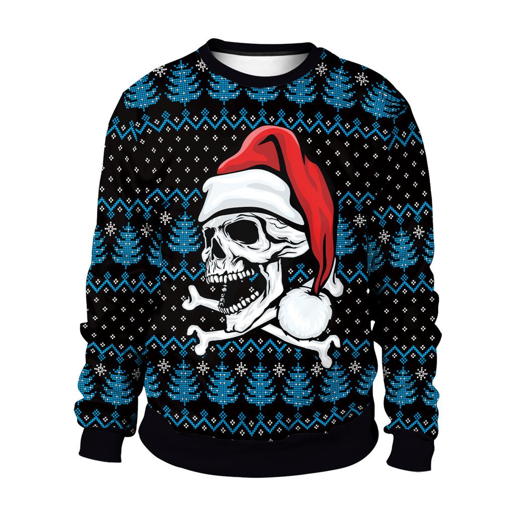 Fun Christmas Printed Pullovers for Men and Women Christmas Sweater Tops Long Sleeves Crew Neck Casual Pullovers Plus Size