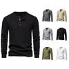 Men's Four-Button Waffle Knit Henley Long Sleeve T-Shirt