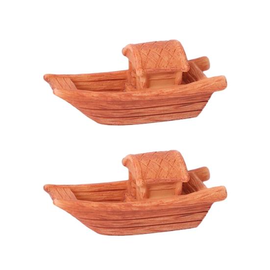 2 Pcs Miniature Boat Figurines for Fairy Garden Accessories  Resin Mini Ship Models for DIY Micro Landscape A