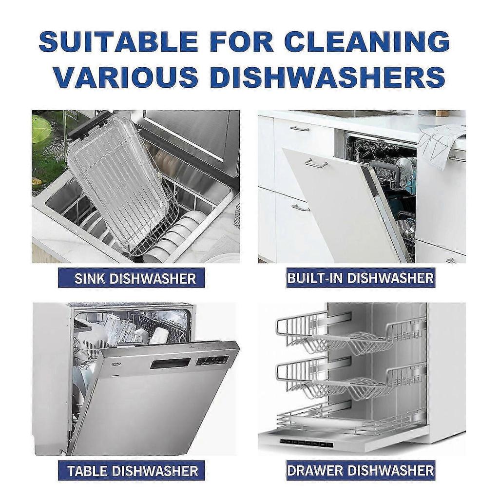 Heavy Duty Dishwasher Cleaning Tablets - Lemon Fresh Odor Removal & Deep Clean for All Dishwasher Types, 200g