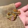 New Luxury Temperament Rhinestone Rings Vintage Irregular Metal Open Finger Rings For Women Party Jewelry Accessories Gifts