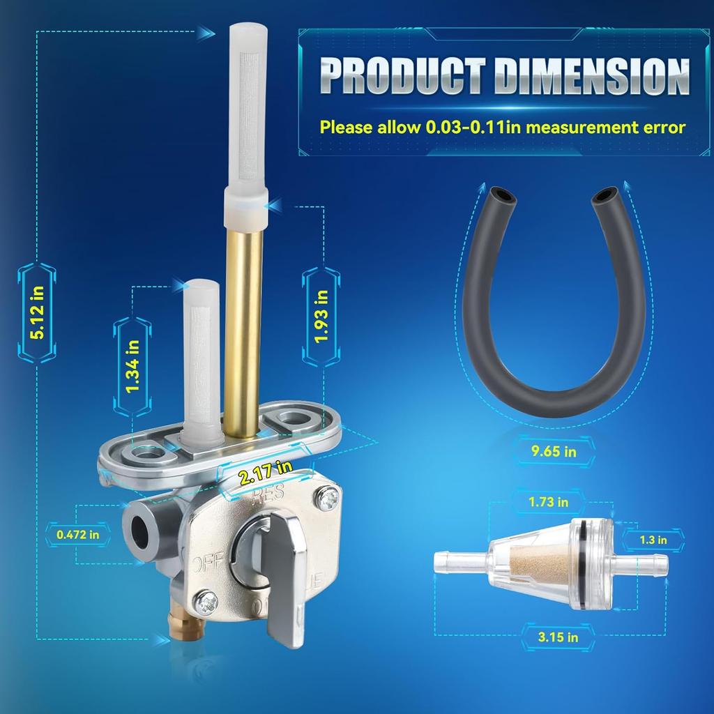 Fuel Valve Petcock Kit For Yamaha Big Bear 350 1987-1999 Kodiak 400 4WD 1993-1999 YZ125X - YZ250X 2016-