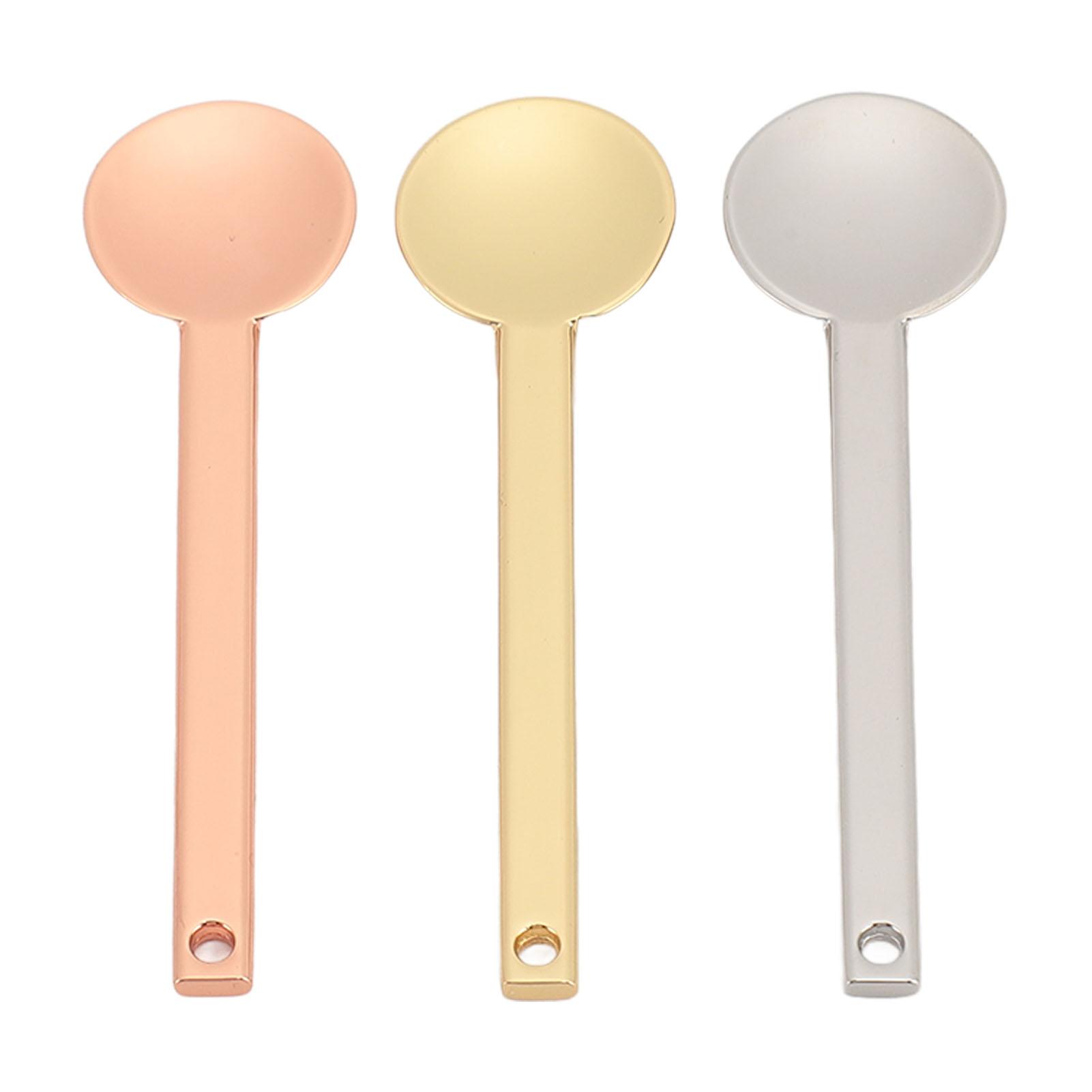 

3pcs Metal Cosmetic Spatulas Round Head Lightweight Multifunction Small Makeup Face Cream Spoon
