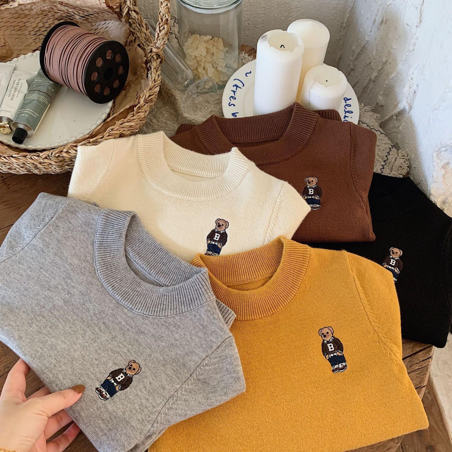 

Детский шерстяной вязаный свитер - Мягкий медвежонок Зимний топ для мальчика или девочки 110 cm