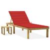 Day and Night - Day and Night Garden Lounger with Impregnated Pine Wood Table and Cushion