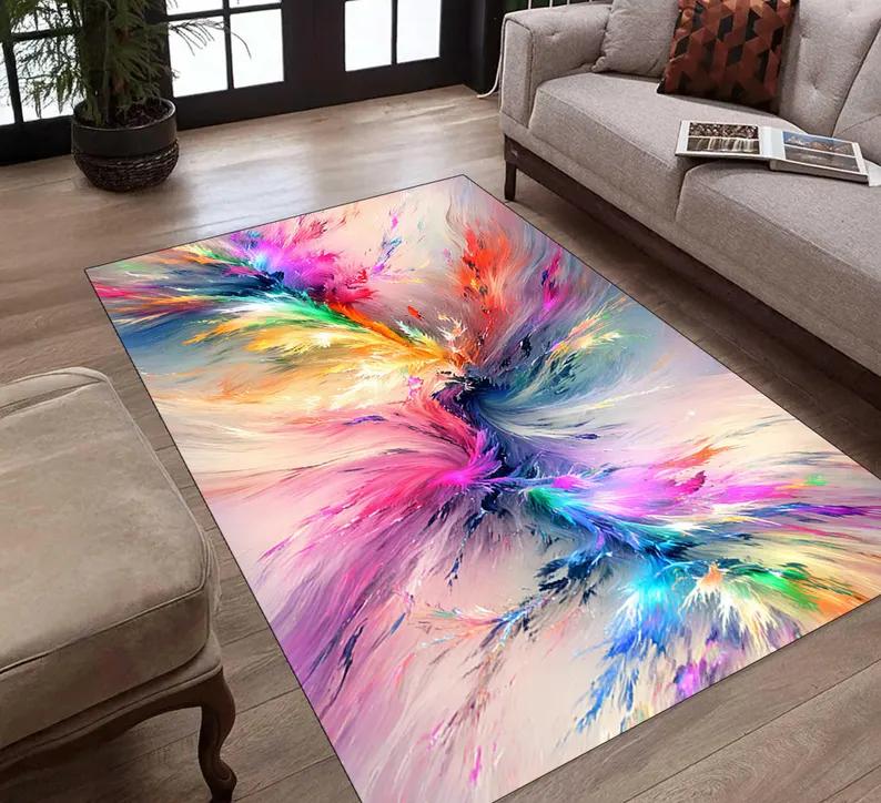 Abstract Colorful Swirl Area Rug Non-Slip Bath Doormat Washable Living Room Carpet Modern Art Large Floor Mat for Bedroom Nordic