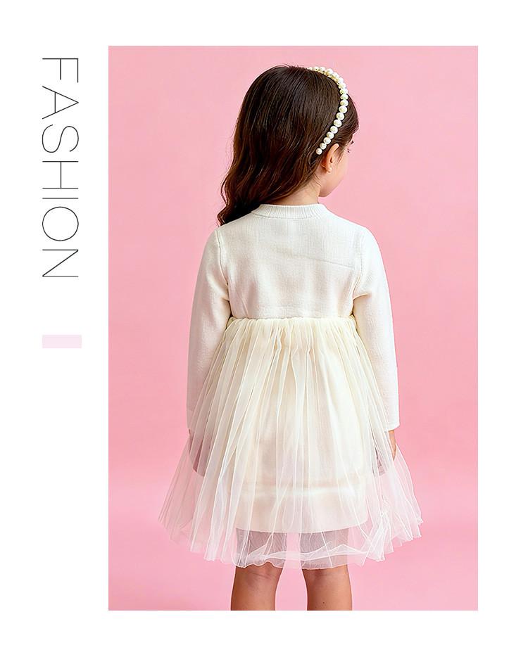 Girls' Knitted Dress Spring and Autumn Sweet Mesh Skirt