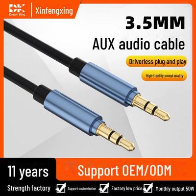 1m TPE Zinc Alloy AUX Audio Cable, 3.5mm Male To Male for Car Connection