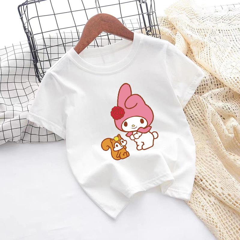 

Sanrio Pure Cotton Children s Short Sleeved T-shirt Summer Superman Printed Loose Half Sleeve Parent Child Top 120