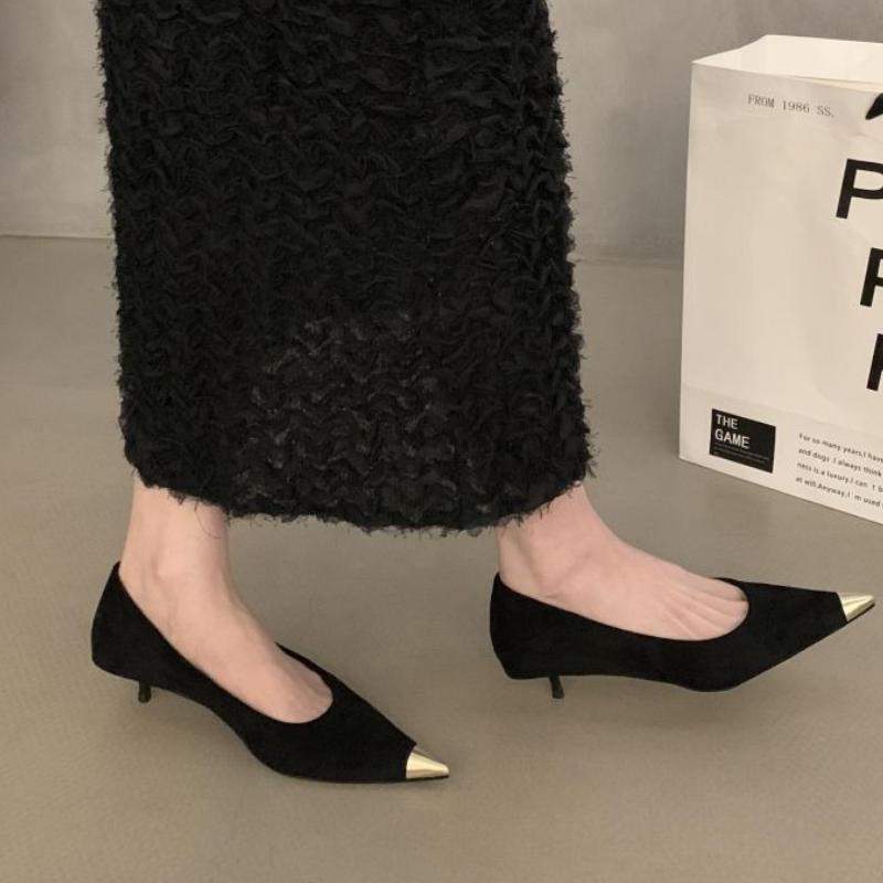 Fashion French Pointed Toe Leopard Pattern Temperament Shallow Mouth Single Shoes Women's Spring and Autumn New Suede Stiletto Shoes