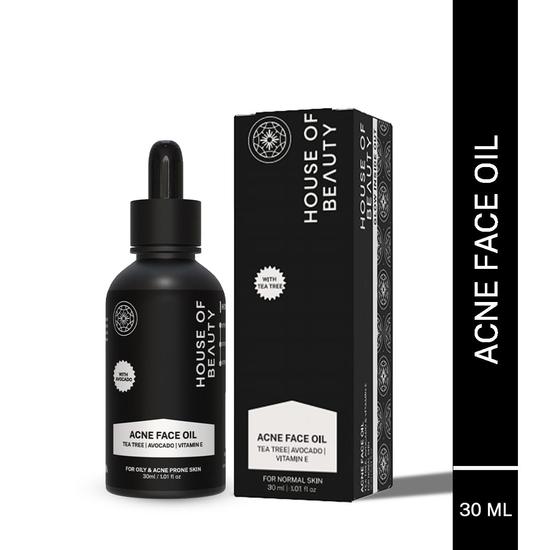 House Of Beauty Acne Oil W/T Tea Tree, Avocado & Vit-E For Drying Pimpled & Oily Skin (30ml)