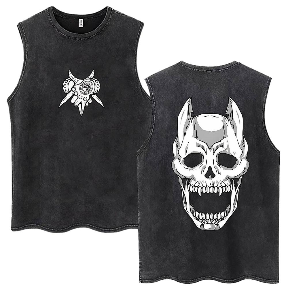Washed Anime Bizarre Adventure Rohan Kishibe Tank Tops Men's Harajuku Vintage T Shirt Casual Cotton Loose Vests