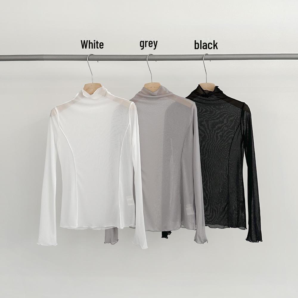 

EVERTURE Женский облегающий топ с длинными рукавами и воротником-стойкой, осенний корейский стиль One Size белый