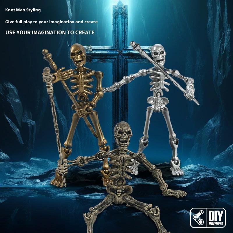 Medieval Doll Warrior Toys DIY Movable Joint Doll Figurine Skeleton Halloween Decorations Toys Skull Mini Gift Stress-relie D5W0