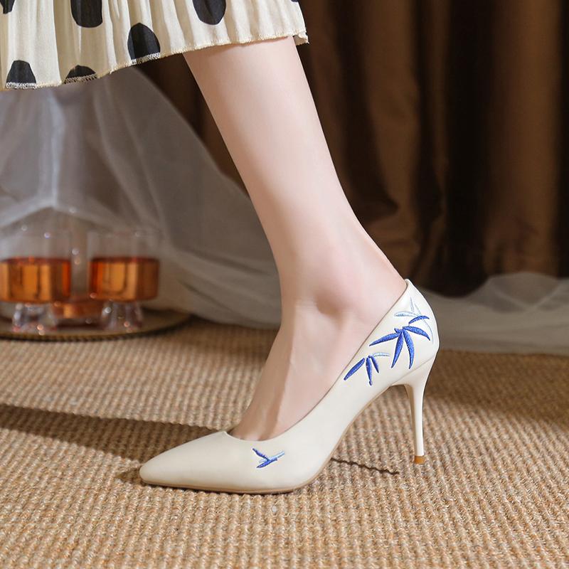 Fashion Women's Shoes 2024 Fashion Basic Women's High Heels Sexy Party Pumps Women Print Pointed Toe Slip on Thin Heel Shoes Female
