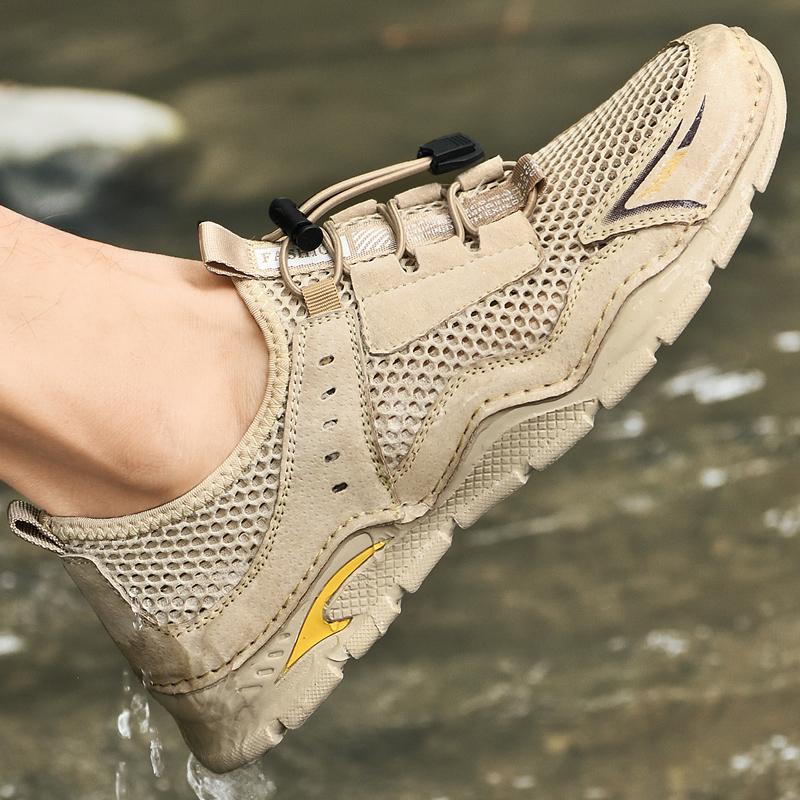 High-quality Men Sneakers Summer Mesh Breathable Casual Walking Shoes Lace-Up Flat Comfort Walking Running Shoes Tennis Shoes