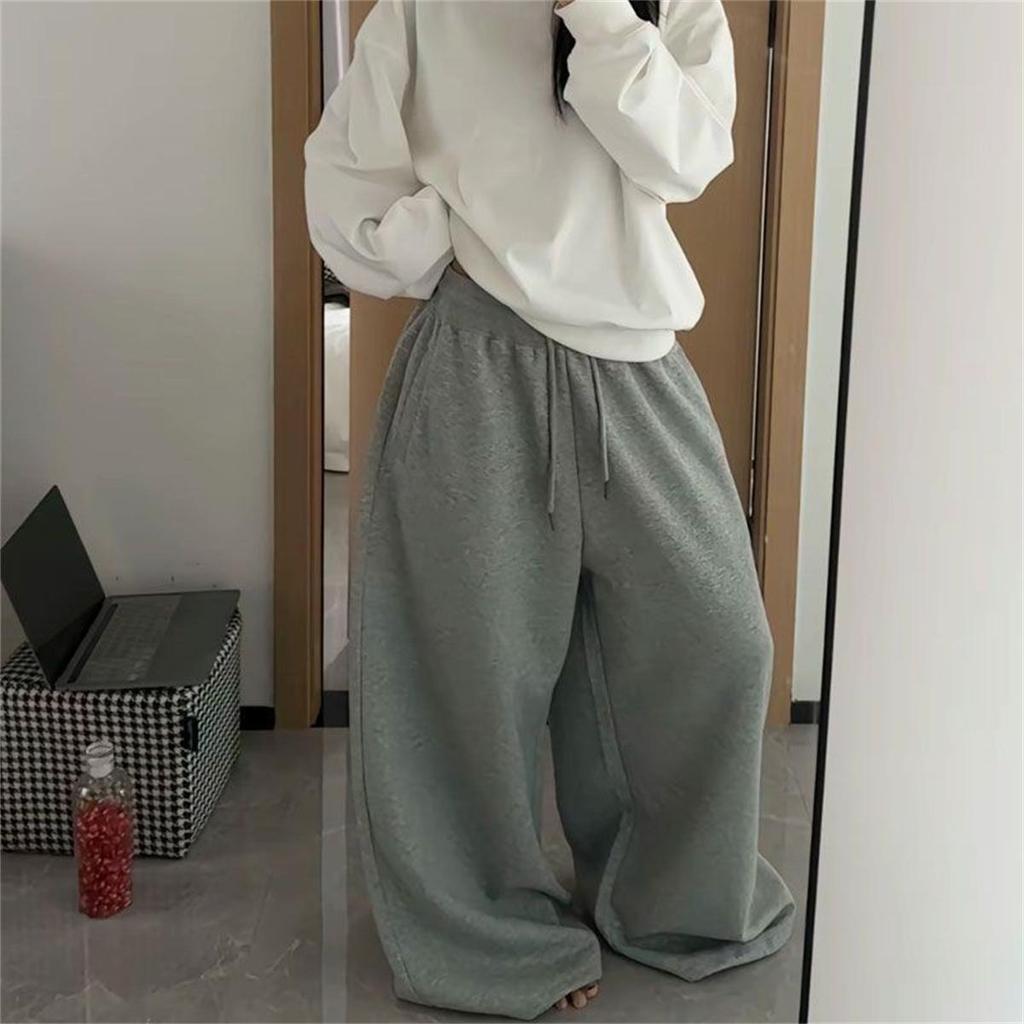 Pantaloni della tuta da donna oversize grigi neri Y2K Streetwear coreano larghi casual jogger a vita alta pantaloni con coulisse abbinabili a tutto