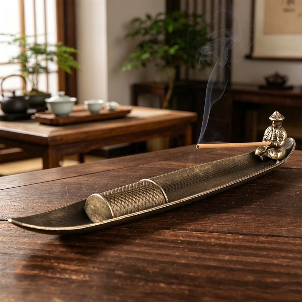 Boat Shape Incense Holder Metal Incense Stick Burner Unique Incense Censer Tea Room